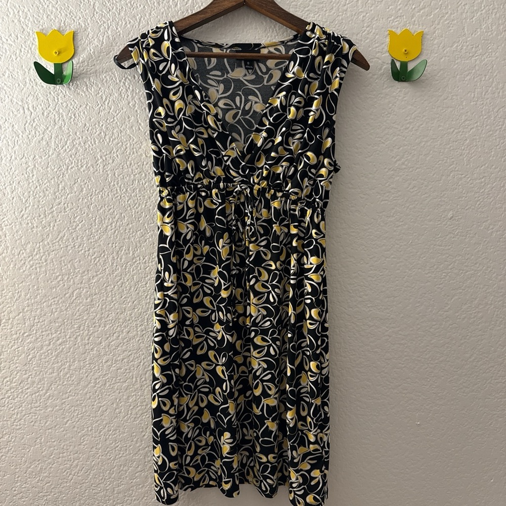 Enfocus Studio Black and Yellow Floral Midi Dress